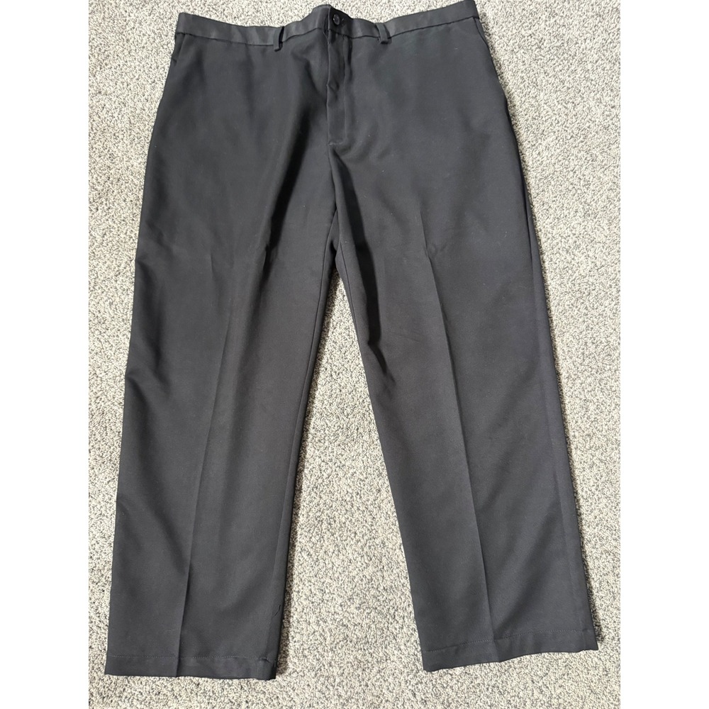 Haggar Mens 44x30 Black Flat Front Dress Pants Trousers CT30BK